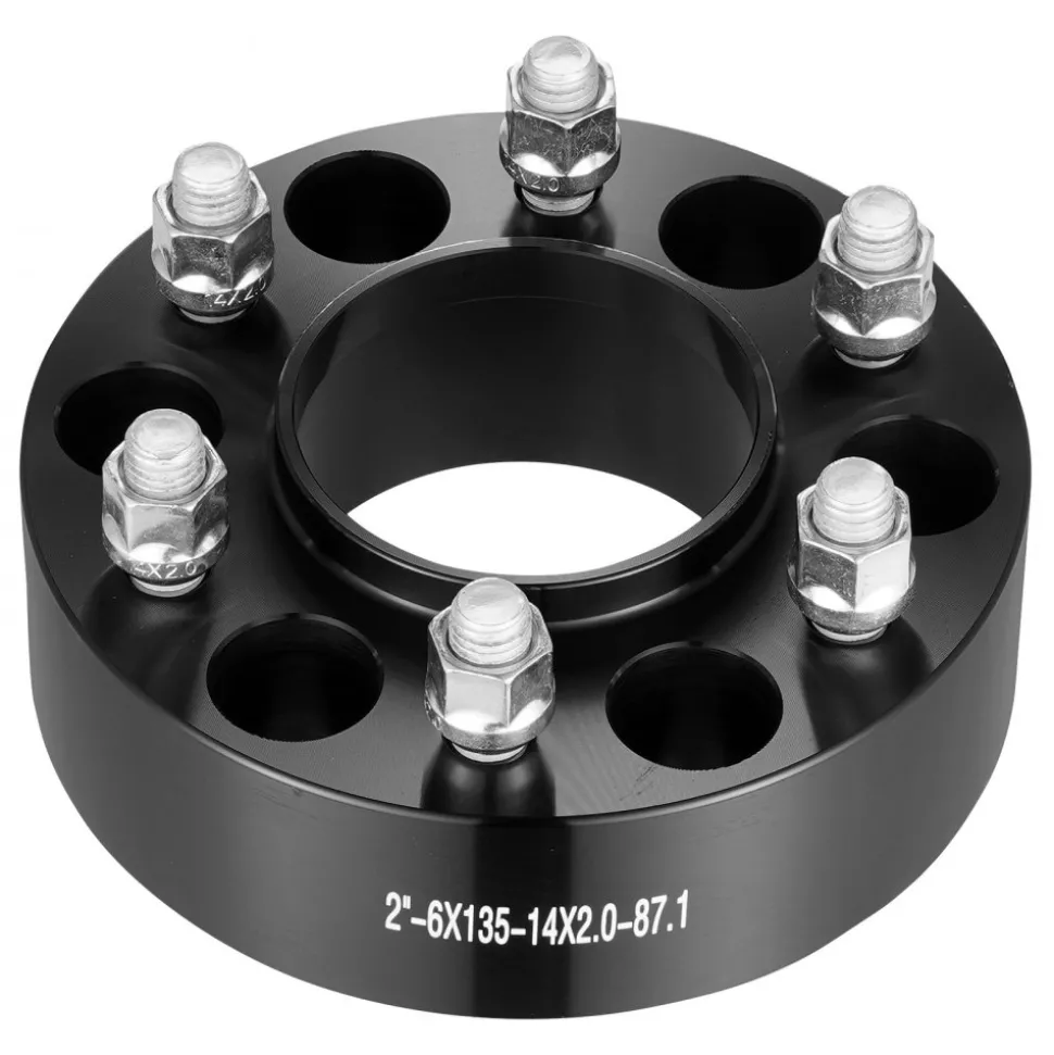 VEVOR Wheel Spacers, 2" 6"x5.3" Wheel Adapters, 6 Lug Forged Spacer, 87.1 mm Bore Hubcentric M14 x2 Studs Spacers, Fit for Ford Expedition, F150, Lincoln Navigator, 4 PCS Black