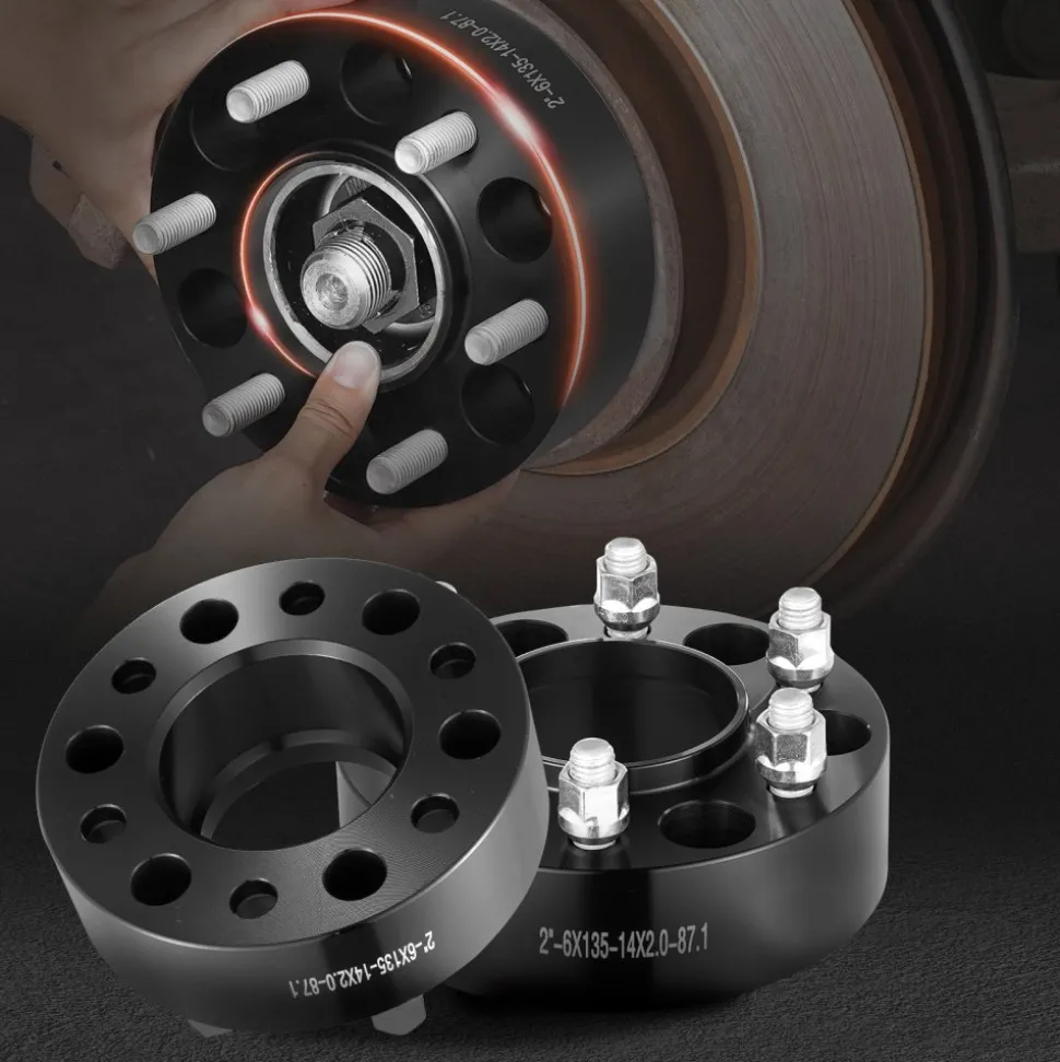 VEVOR Wheel Spacers, 2" 6"x5.3" Wheel Adapters, 6 Lug Forged Spacer, 87.1 mm Bore Hubcentric M14 x2 Studs Spacers, Fit for Ford Expedition, F150, Lincoln Navigator, 4 PCS Black