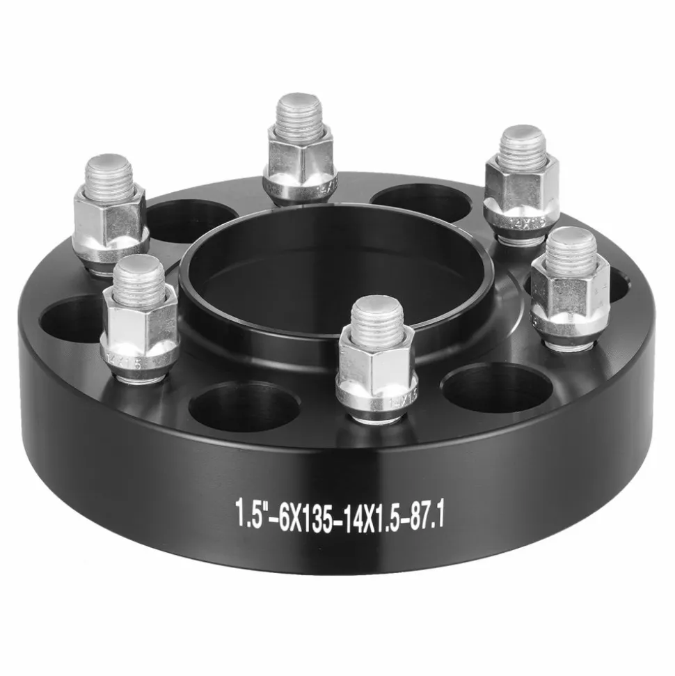 VEVOR Wheel Spacers, 1.5" 6"x5.3" Wheel Adapters, 6 Lug Forged Spacer, 87.1 mm Bore Hubcentric M14 x1.5 Studs Spacers, Fit for Ford F150, Expedition, Lobo, Navigator, 4 PCS Black