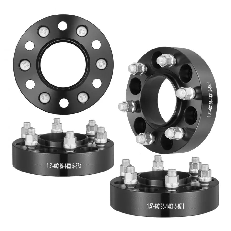 VEVOR Wheel Spacers, 1.5" 6"x5.3" Wheel Adapters, 6 Lug Forged Spacer, 87.1 mm Bore Hubcentric M14 x1.5 Studs Spacers, Fit for Ford F150, Expedition, Lobo, Navigator, 4 PCS Black
