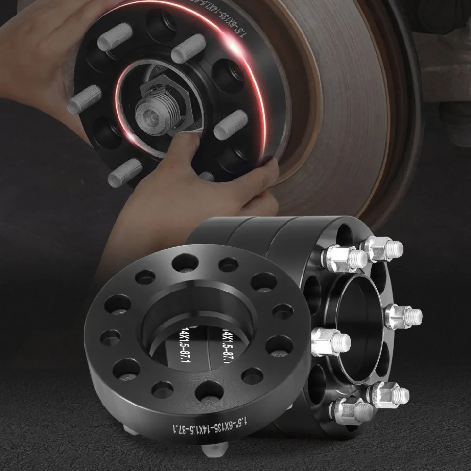 VEVOR Wheel Spacers, 1.5" 6"x5.3" Wheel Adapters, 6 Lug Forged Spacer, 87.1 mm Bore Hubcentric M14 x1.5 Studs Spacers, Fit for Ford F150, Expedition, Lobo, Navigator, 4 PCS Black