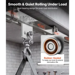 VEVOR 4 Wheel Trolley Assembly Rollers, 4 Pcs 1100 lbs Load, Dual Bearing Trolley Assembly for 1-5/8" Wide and All 1-5/8" or Taller Strut Channel, Heavy Duty Sliding Track System for Warehouse Garage