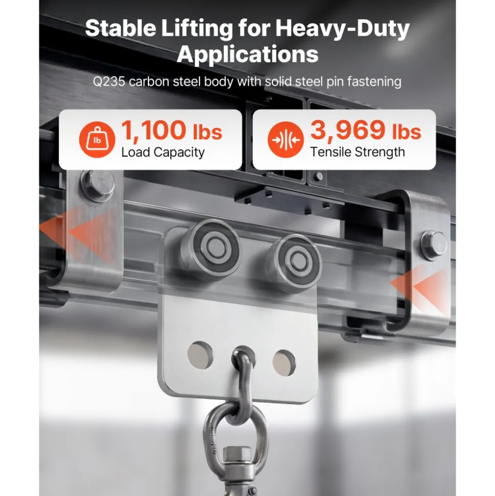 VEVOR 4 Wheel Trolley Assembly Rollers, 4 Pcs 1100 lbs Load, Dual Bearing Trolley Assembly for 1-5/8" Wide and All 1-5/8" or Taller Strut Channel, Heavy Duty Sliding Track System for Warehouse Garage