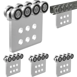 VEVOR 8 Wheel Trolley Assembly Rollers, 4 Pcs 3000 lbs Load, Dual Bearing Trolley Assembly for 1-5/8" Wide and All 1-5/8" or Taller Strut Channel, Heavy Duty Sliding Track System for Warehouse Garage