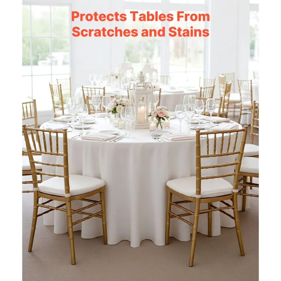VEVOR White Round Tablecloths 2 Pack, 120 Inches in Diameter, Stain- & Wrinkle- Resistant, Machine Washable Table Clothes, Polyester Fabric Table Covers for Wedding, Party, Banquet, Formal Events