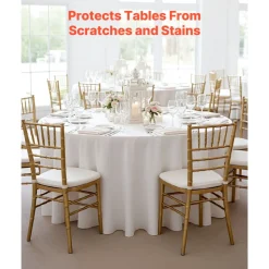 VEVOR White Round Tablecloths 6 Pack, 120 Inches in Diameter, Stain- & Wrinkle- Resistant, Machine Washable Table Clothes, Polyester Fabric Table Covers for Wedding, Party, Banquet, Formal Events