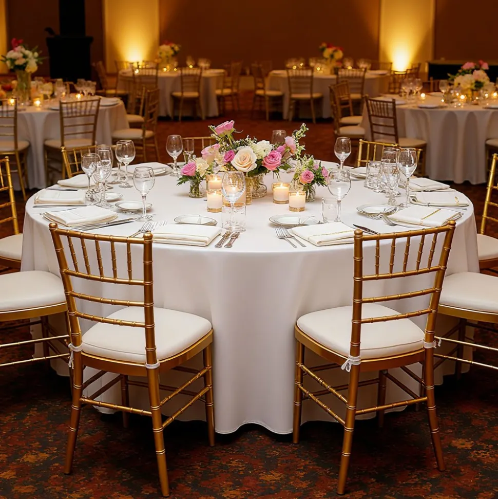 VEVOR White Round Tablecloths 6 Pack, 120 Inches in Diameter, Stain- & Wrinkle- Resistant, Machine Washable Table Clothes, Polyester Fabric Table Covers for Wedding, Party, Banquet, Formal Events