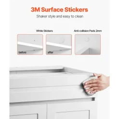 VEVOR White Shaker Base Cabinet with Drawer, 36-Inch Unassembled Drawer Base Cabinet, 36
