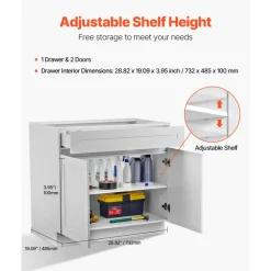VEVOR White Shaker Base Cabinet with Drawer, 30-Inch Unassembled Drawer Base Cabinet, 30" W x 24" D x 34.5" H Ready to Assemble Cabinet with Soft-Close Doors and Adjustable Shelf, for Home Office