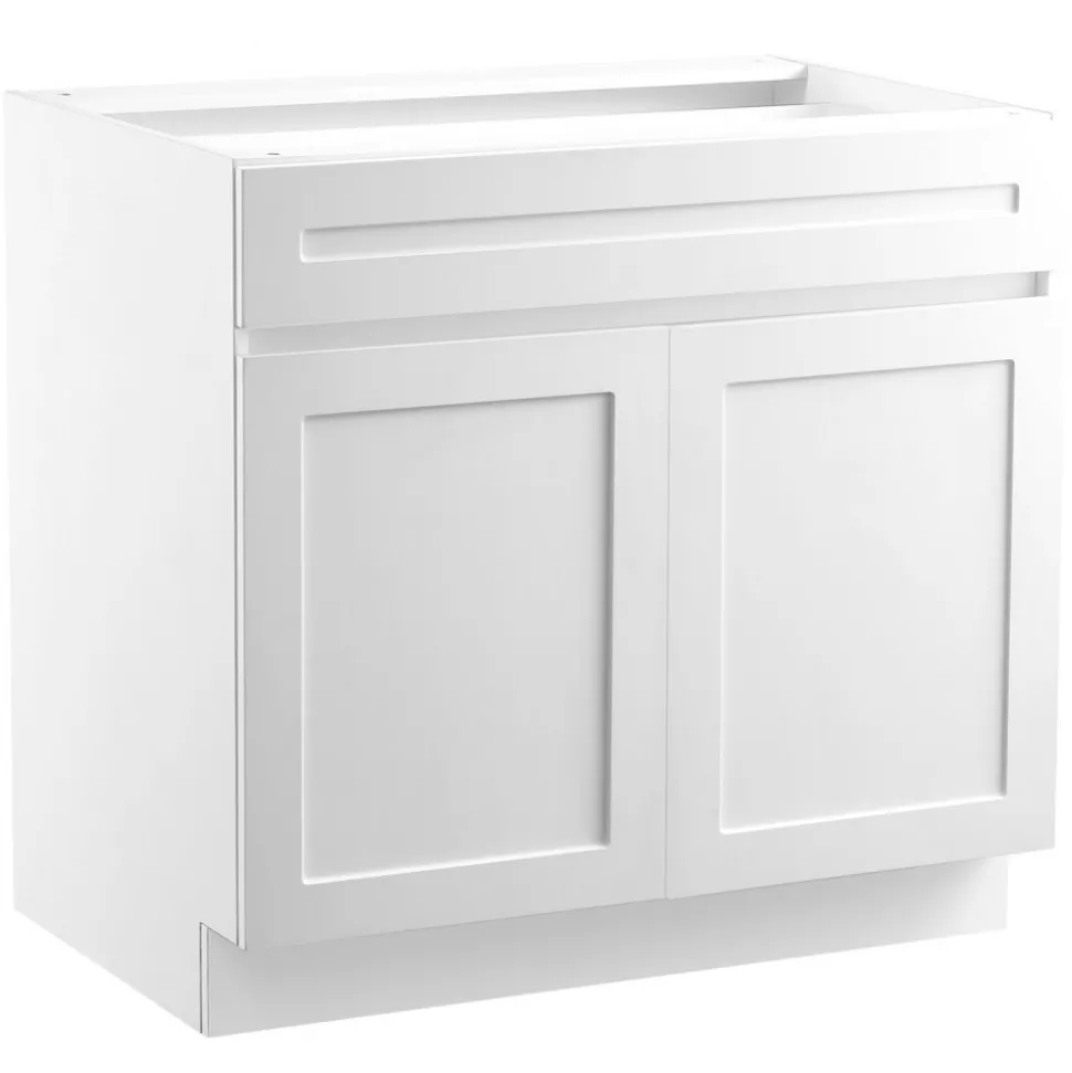 VEVOR White Shaker Base Cabinet with Drawer, 30-Inch Unassembled Drawer Base Cabinet, 30" W x 24" D x 34.5" H Ready to Assemble Cabinet with Soft-Close Doors and Adjustable Shelf, for Home Office