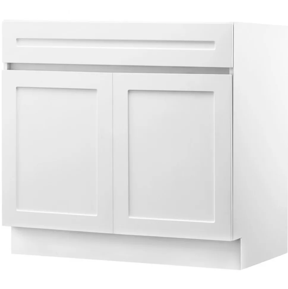 VEVOR White Shaker Base Cabinet with Drawer, 30-Inch Unassembled Drawer Base Cabinet, 30" W x 24" D x 34.5" H Ready to Assemble Cabinet with Soft-Close Doors and Adjustable Shelf, for Home Office