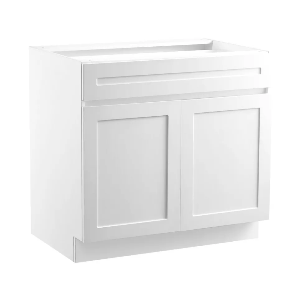 VEVOR White Shaker Base Cabinet with Drawer, 30-Inch Unassembled Drawer Base Cabinet, 30" W x 24" D x 34.5" H Ready to Assemble Cabinet with Soft-Close Doors and Adjustable Shelf, for Home Office