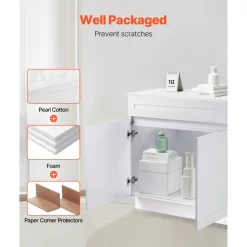 VEVOR White Shaker Base Cabinet, 36-Inch Unassembled Sink Base Cabinet, 36