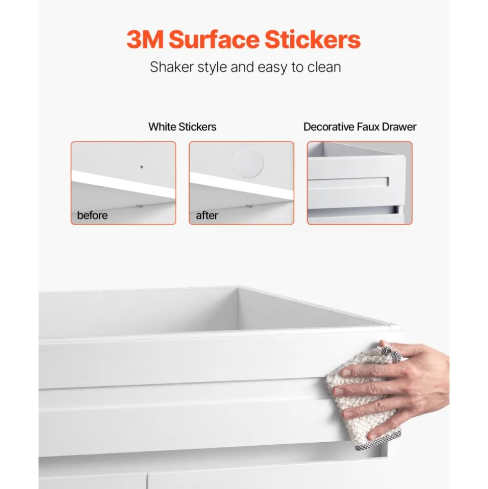 VEVOR White Shaker Base Cabinet, 36-Inch Unassembled Sink Base Cabinet, 36" W x 24" D x 34.5" H Ready to Assemble Cabinet with Soft-Close Doors and Adjustable Shelf, for Home Office