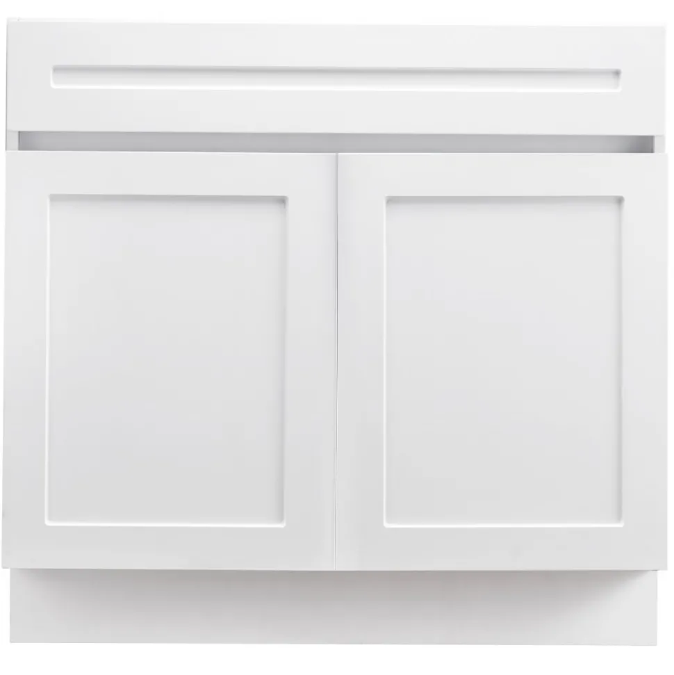 VEVOR White Shaker Base Cabinet, 36-Inch Unassembled Sink Base Cabinet, 36" W x 24" D x 34.5" H Ready to Assemble Cabinet with Soft-Close Doors and Adjustable Shelf, for Home Office