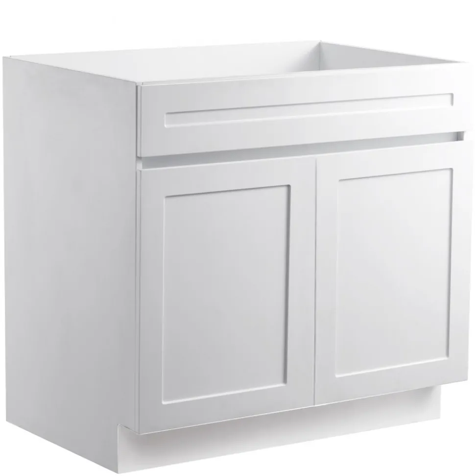 VEVOR White Shaker Base Cabinet, 36-Inch Unassembled Sink Base Cabinet, 36" W x 24" D x 34.5" H Ready to Assemble Cabinet with Soft-Close Doors and Adjustable Shelf, for Home Office