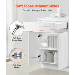 VEVOR White Shaker Base Cabinet, 30-Inch Unassembled Sink Base Cabinet, 30
