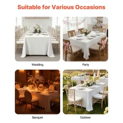 VEVOR White Tablecloths for Rectangle Tables, 6 Pack, 70 x 120 Inches, Reusable and Machine Washable Table Clothes, Wrinkle-Resistant Polyester Fabric Table Covers for Wedding, Party, Banquet