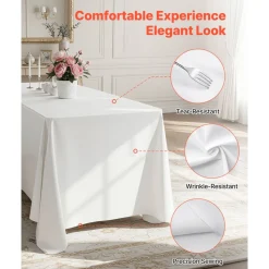 VEVOR White Tablecloths for Rectangle Tables, 10 Pack, 60 x 102 Inches, Reusable and Machine Washable Table Clothes, Wrinkle-Resistant Polyester Fabric Table Covers for Wedding, Party, Banquet