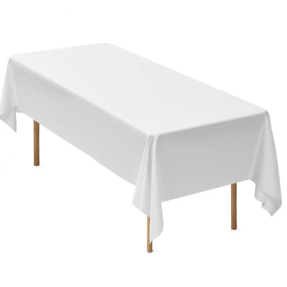 VEVOR White Tablecloths for Rectangle Tables, 10 Pack, 60 x 102 Inches, Reusable and Machine Washable Table Clothes, Wrinkle-Resistant Polyester Fabric Table Covers for Wedding, Party, Banquet