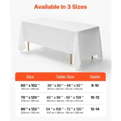 VEVOR White Tablecloths for Rectangle Tables, 10 Pack, 70 x 120 Inches, Reusable and Machine Washable Table Clothes, Wrinkle-Resistant Polyester Fabric Table Covers for Wedding, Party, Banquet