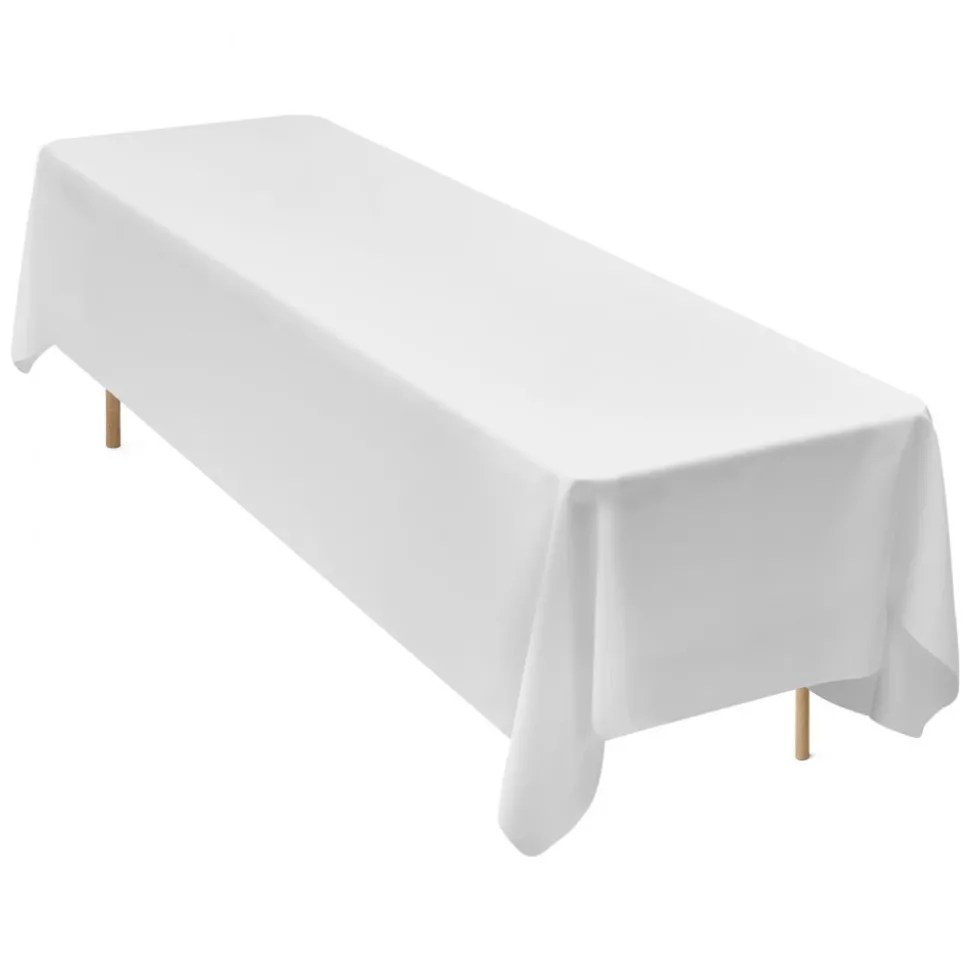 VEVOR White Tablecloths for Rectangle Tables, 6 Pack, 90 x 132 Inches, Reusable and Machine Washable Table Clothes, Wrinkle-Resistant Polyester Fabric Table Covers for Wedding, Party, Banquet