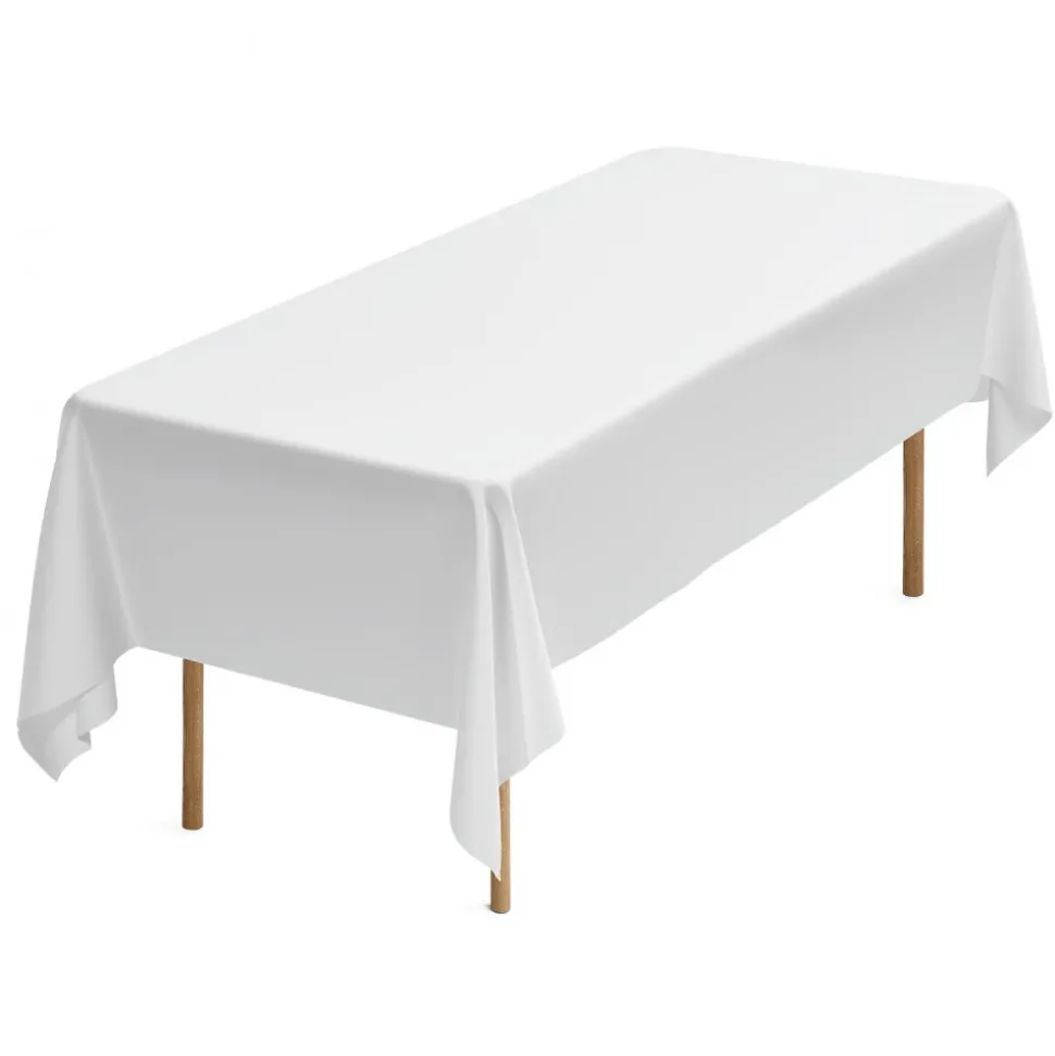 VEVOR White Tablecloths for Rectangle Tables, 6 Pack, 60 x 102 Inches, Reusable and Machine Washable Table Clothes, Wrinkle-Resistant Polyester Fabric Table Covers for Wedding, Party, Banquet