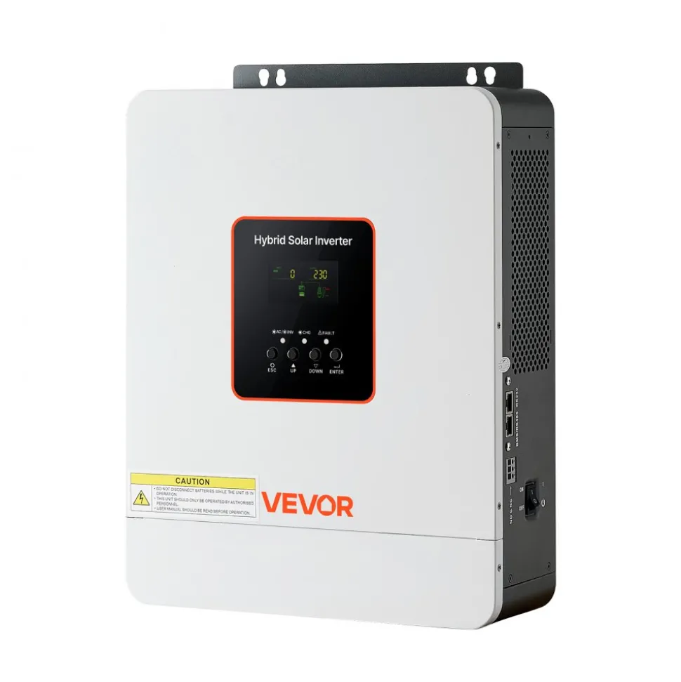VEVOR 3000W Hybrid Solar Inverter, 24V DC to 230V AC, Pure Sine Wave Power Inverter, Built-in 80A MPPT Solar Controller, Compatible with Lead Acid Lithium Battery, for Home, Camper, Off-Grid
