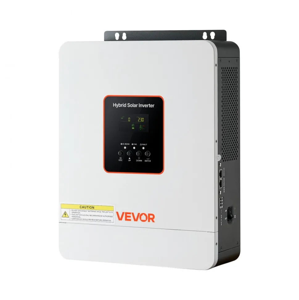VEVOR 3000W Hybrid Solar Inverter, 24V DC to 230V AC, Pure Sine Wave Power Inverter, Built-in 80A MPPT Solar Controller, Compatible with Lead Acid Lithium Battery, for Home, Camper, Off-Grid