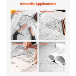 VEVOR Wide Format Paper, 30 in x 500 ft Plotter Roll, 2 Rolls CAD Bond Rolls with 3 in Core, 20 LB Bond Paper Rolls, Ideal for CAD Drawings, Engineering Plans, GIS Maps, and Architectural Designs