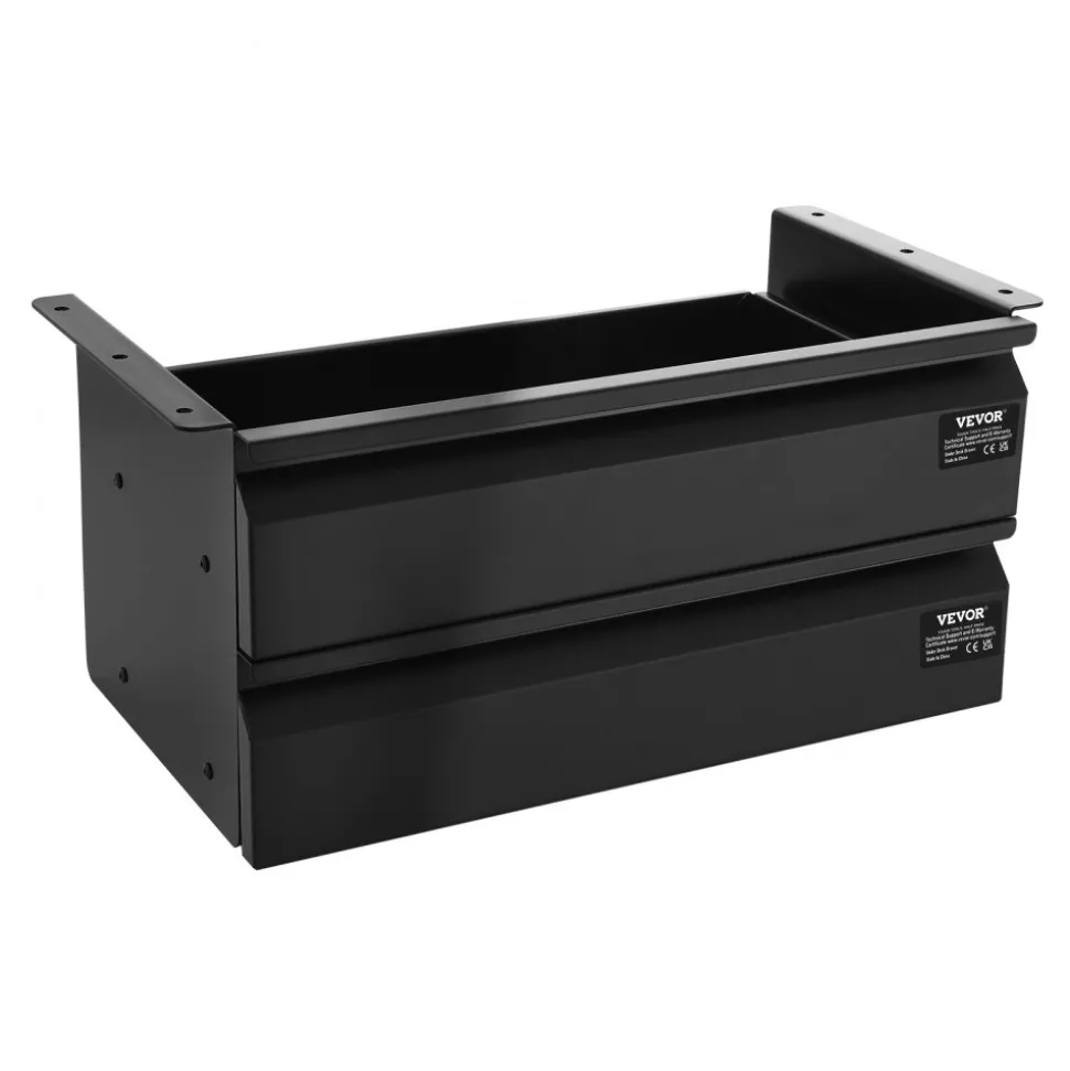 VEVOR 16" Wide Under Desk Drawer Slide Out, Under Desk Mounted Pull-out Drawer Attachment, Hidden Desktop 2 Layer Storage Organizer, Under Table Pencil Drawer for Home Sit Stand Workstation, 18x9x8 in