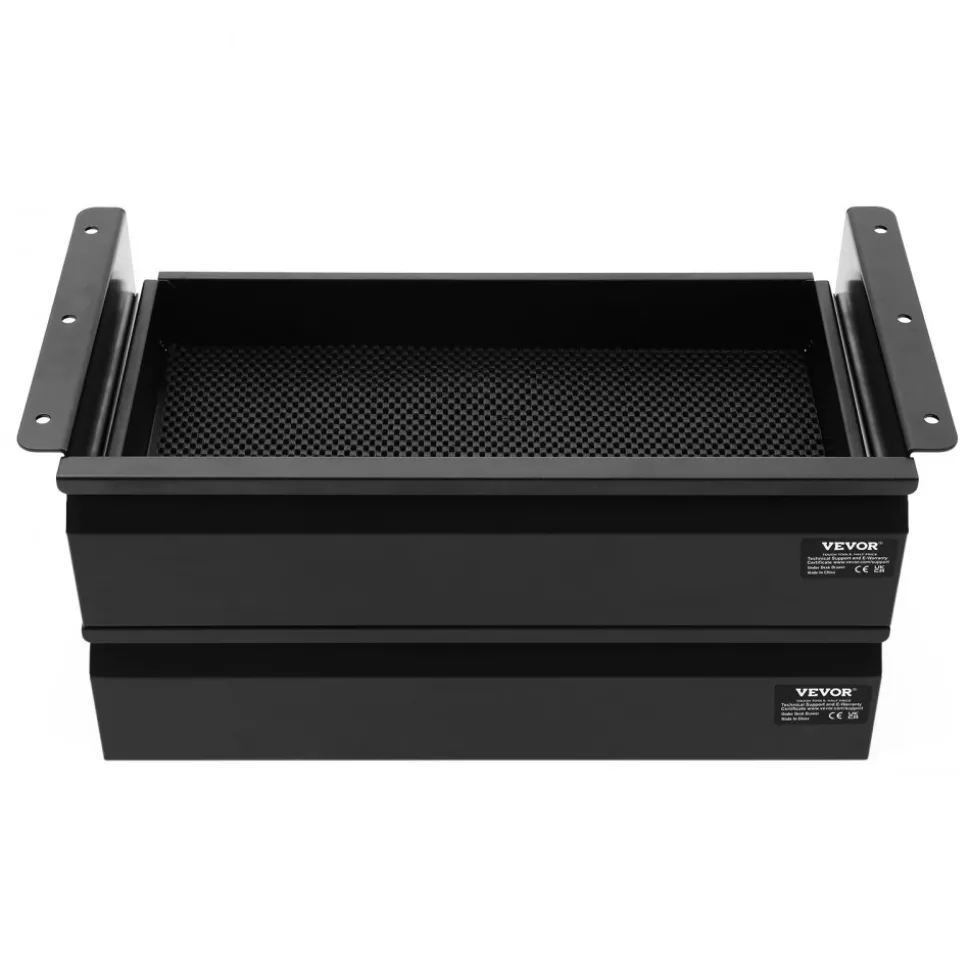 VEVOR 16" Wide Under Desk Drawer Slide Out, Under Desk Mounted Pull-out Drawer Attachment, Hidden Desktop 2 Layer Storage Organizer, Under Table Pencil Drawer for Home Sit Stand Workstation, 18x9x8 in