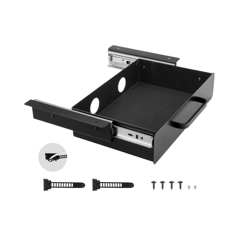 VEVOR 33" Wide Under Desk Drawer Slide Out, Under Desk Mounted Pull-out Drawer Attachment, Hidden Desktop Storage Organizer, Under Table Pencil Drawer for office Home Sit Stand Workstation, 33x9x4 in