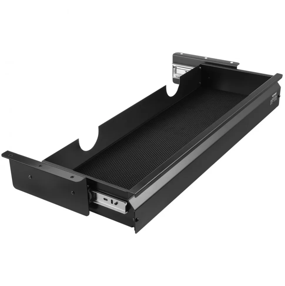 VEVOR 26" Wide Under Desk Drawer Slide Out, Under Desk Mounted Pull-out Drawer Attachment, Hidden Desktop Storage Organizer, Under Table Pencil Drawer for office Home Sit Stand Workstation, 29x9x4 in