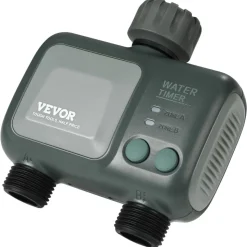 VEVOR WiFi Sprinkler Timer, 2 Outlets, Smart Hose Faucet Water Timer with Brass Inlet, APP Control via 2.4Ghz WiFi or Bluetooth, Voice Control with Alexa and Google Assistant, IPX6 for Yard Watering