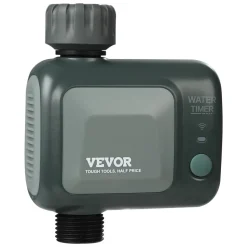 VEVOR WiFi Sprinkler Timer, Single Outlet, Smart Hose Faucet Water Timer with Brass Inlet, APP Control via 2.4Ghz WiFi or Bluetooth, Voice Control with Alexa Google Assistant, IPX6 for Yard Watering