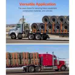 VEVOR Winch Straps, 4 in x 30 ft Truck Straps with Flat Hook, 10 Pack Heavy Duty Trailer Straps with 18000 lbs Break Strength, Cargo Tie-Down Straps, for Flatbeds, Trucks, Trailers, Farms & Rescues