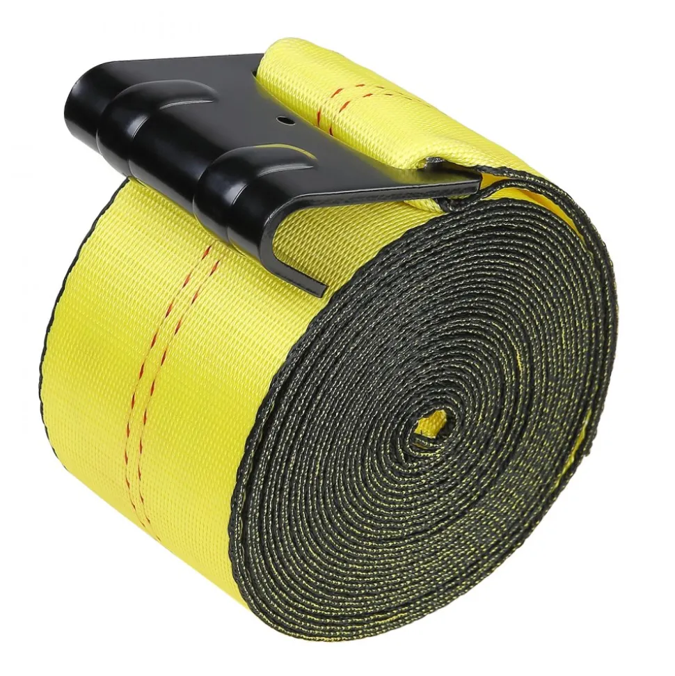 VEVOR Winch Straps, 4" x 40', 6000 lbs Load Capacity, 18000 lbs Break Strength, Truck Straps with Flat Hook, Flatbed Tie Downs Cargo Control for Trailers, Farms, Rescues, Tree Saver, Yellow (10 Pack)