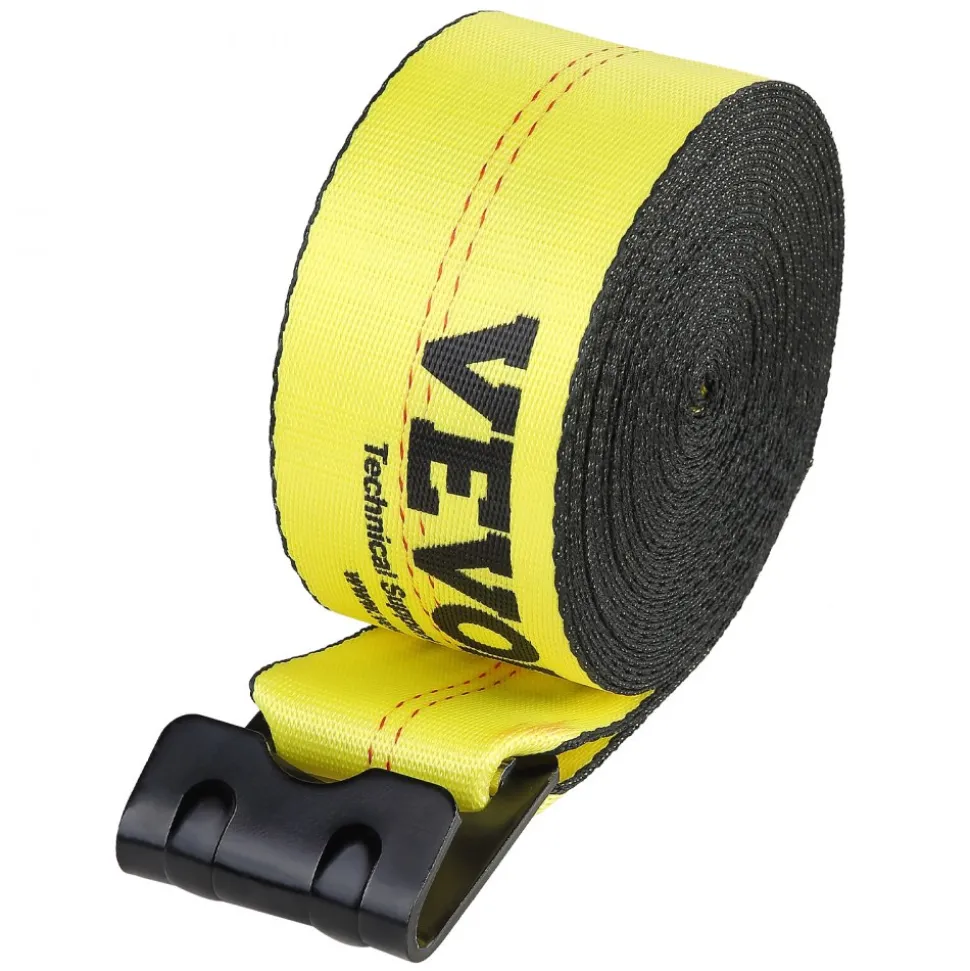 VEVOR Winch Straps, 4" x 40', 6000 lbs Load Capacity, 18000 lbs Break Strength, Truck Straps with Flat Hook, Flatbed Tie Downs Cargo Control for Trailers, Farms, Rescues, Tree Saver, Yellow (10 Pack)