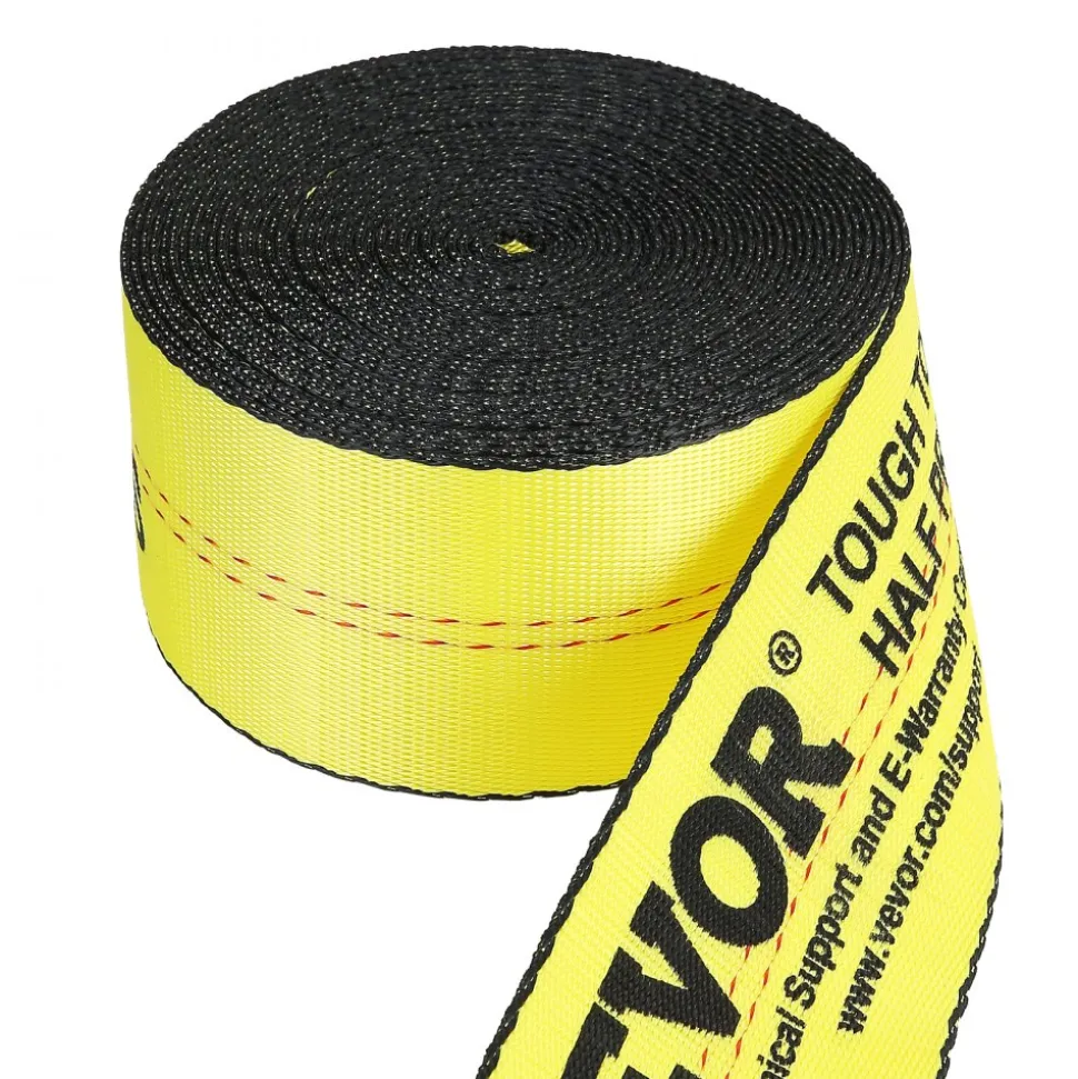 VEVOR Winch Straps, 4" x 40', 6000 lbs Load Capacity, 18000 lbs Break Strength, Truck Straps with Flat Hook, Flatbed Tie Downs Cargo Control for Trailers, Farms, Rescues, Tree Saver, Yellow (10 Pack)