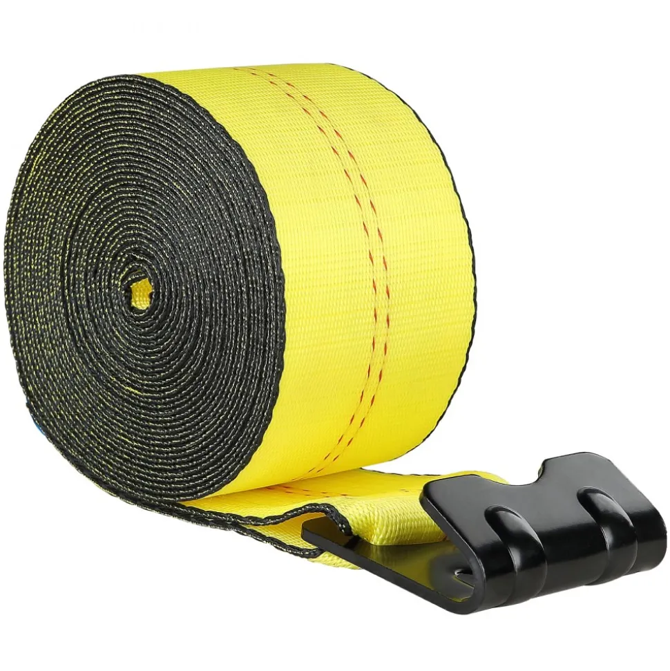 VEVOR Winch Straps, 4" x 40', 6000 lbs Load Capacity, 18000 lbs Break Strength, Truck Straps with Flat Hook, Flatbed Tie Downs Cargo Control for Trailers, Farms, Rescues, Tree Saver, Yellow (10 Pack)