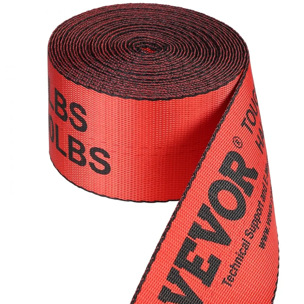 VEVOR Winch Straps, 4" x 30', 6000 lbs Load Capacity, 18000 lbs Breaking Strength, Truck Straps with Flat Hook, Flatbed Tie Downs Cargo Control for Trailers, Farms, Rescues, Tree Saver, Red (10 Pack)