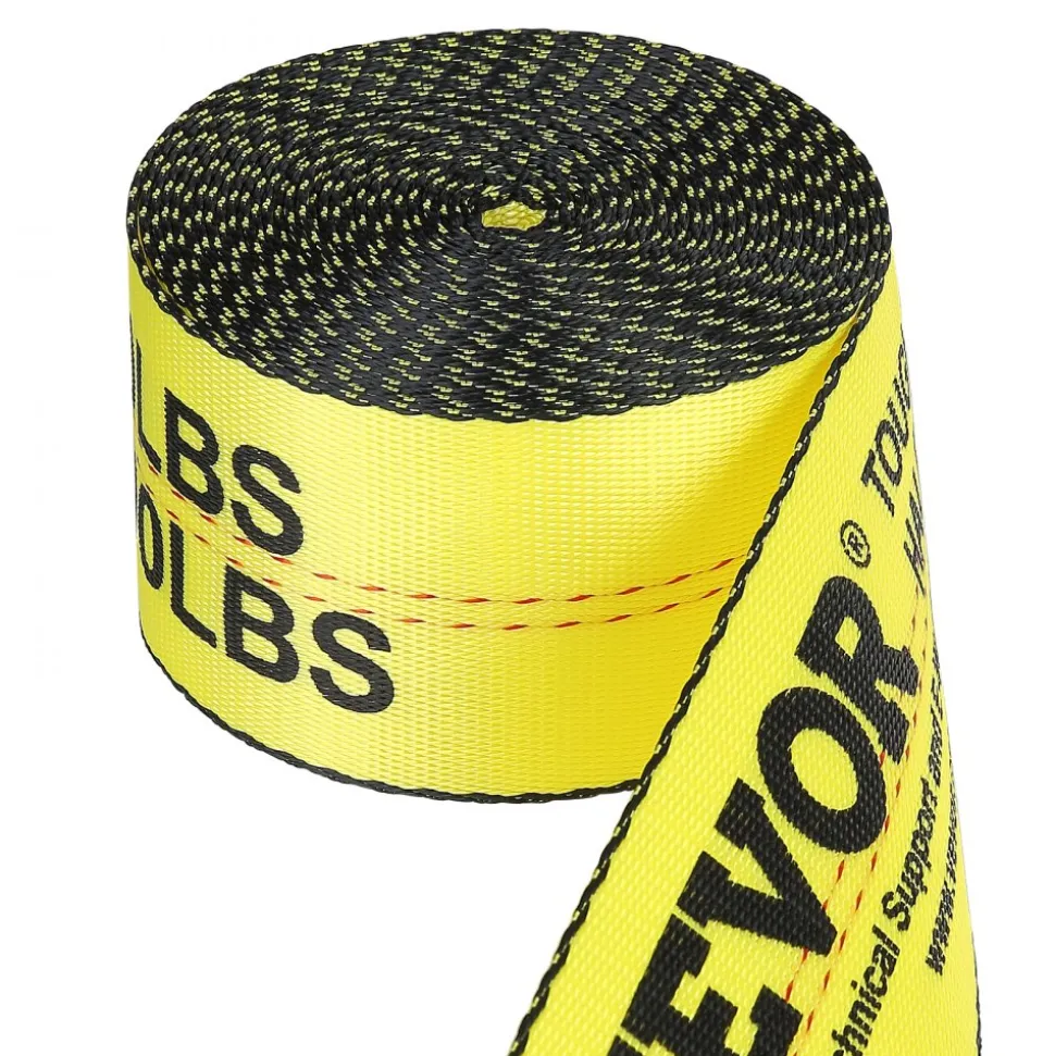 VEVOR Winch Straps, 4" x 30', 6000 lbs Load Capacity, 18000 lbs Break Strength, Truck Straps with Flat Hook, Flatbed Tie Downs Cargo Control for Trailers, Farms, Rescues, Tree Saver, Yellow (4 Pack)