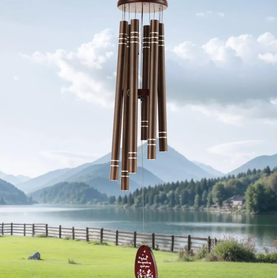 VEVOR Wind Chimes for Outside, 42", Deep Tone Wind Chimes with 6 Tubes, Unique Large Memorial Wind Chimes for Anniversary, Amazing Outdoor Decor for Your Patio, Porch, Garden and Backyard, Dark Brown
