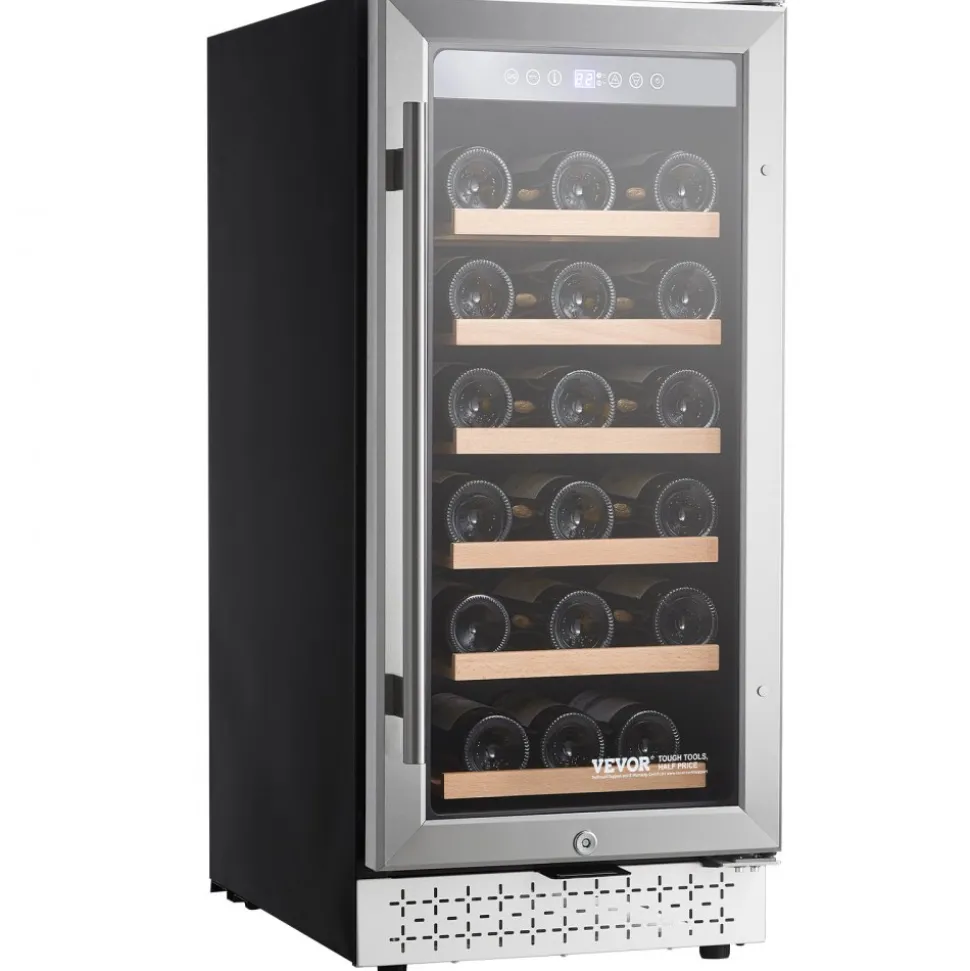 VEVOR Wine Cooler, 28 Bottle Wine Fridge, Mini Wine Cooler Refrigerator with Glass Door, Adjustable Shelves, Digital Temperature Control, Built-in & Freestanding Cooler Fridge for Home, Office, Bar
