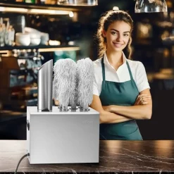 VEVOR Wine Glass Polisher Machine, 5-Brush Glass Polishing Machine, 330 Cups/Hour Electric Commercial Glass Polisher for Champagne Glasses, Beer Cups, Mugs, Perfect for Bar Restaurant Kitchen