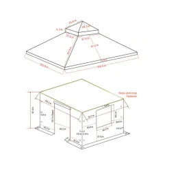 VEVOR Winter Gazebo Cover Fits 10 x 10 ft Hardtop Gazebos, All-Weather Double-Tiered Gazebo Cover with Sidewalls & Mesh Windows, High-Density PE Enclosed Storage Shelter Covers, Gazebos not Included