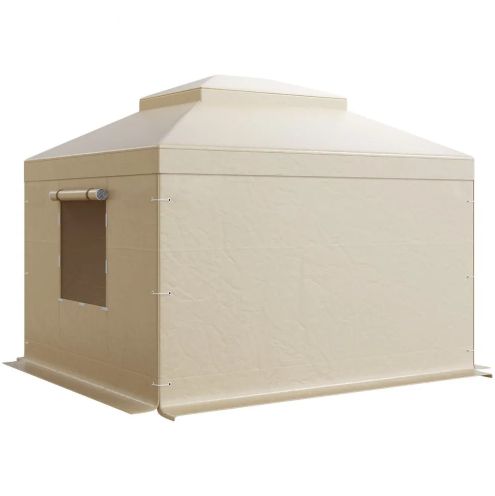 VEVOR Winter Gazebo Cover Fits 10 x 10 ft Hardtop Gazebos, All-Weather Double-Tiered Gazebo Cover with Sidewalls & Mesh Windows, High-Density PE Enclosed Storage Shelter Covers, Gazebos not Included