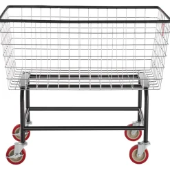 VEVOR Wire Laundry Cart, 4.5 Bushel Wire Laundry Basket with Wheels, 35''x15.7''x22'' Commercial Wire Laundry Basket Cart, Steel Frame with Chrome Finish, 5'' Casters, Wire Basket Cart for Lau