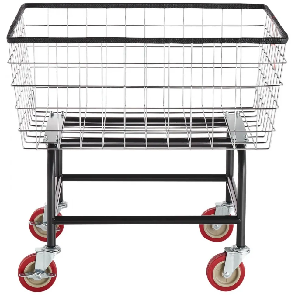 VEVOR Wire Laundry Cart, 2.8Bushel Wire Laundry Basket with Wheels, 26.7''x21.7''x26.4'' Commercial Wire Laundry Basket Cart, Steel Frame with Chrome Finish, 4" Casters, Wire Basket Cart for Laundry